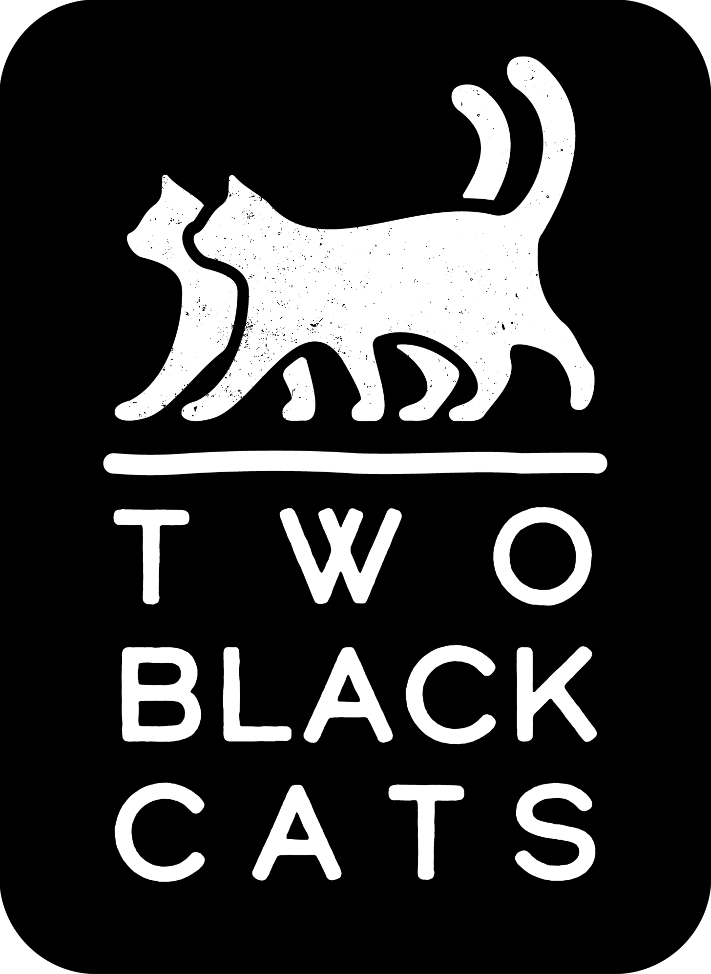 Two Black Cats - Isolated Logo (White)